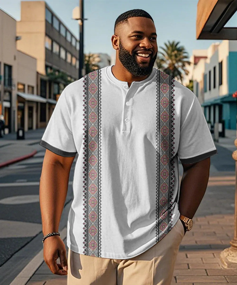 Big & Tall Gray Hawaiian Streetwear T-Shirt for big men view 6