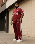 Big & Tall Striped Athletic T-Shirt Pants Set for big men view 1