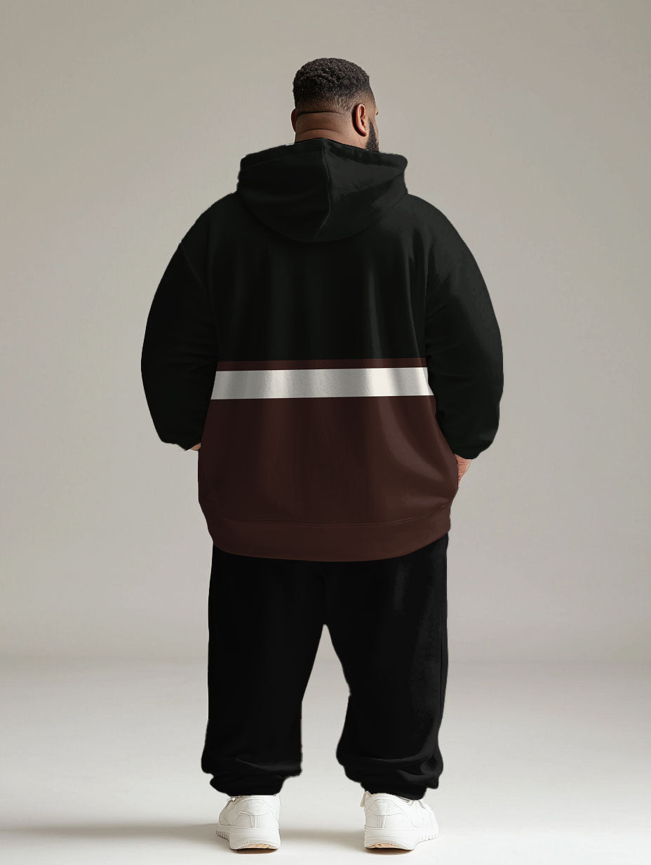 Big & Tall Black Graphic Hoodie Sweatpants Set for big men view 4