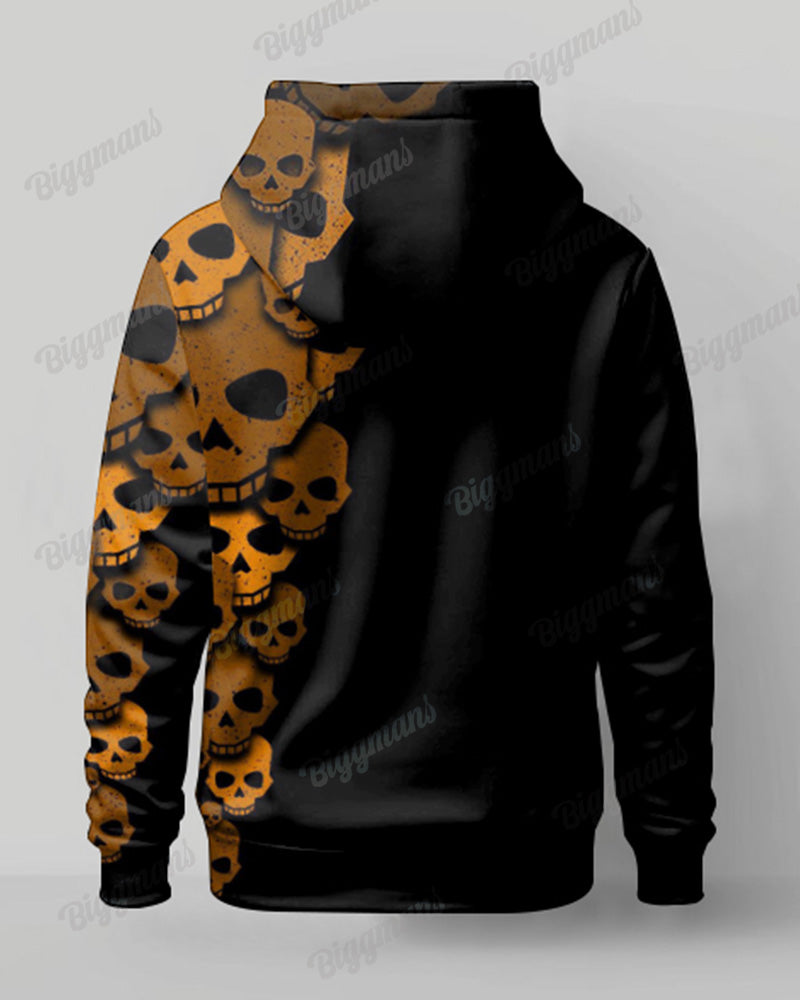 Big & Tall Colorblock Skull Hoodie Sweatpants Set for big men view 3