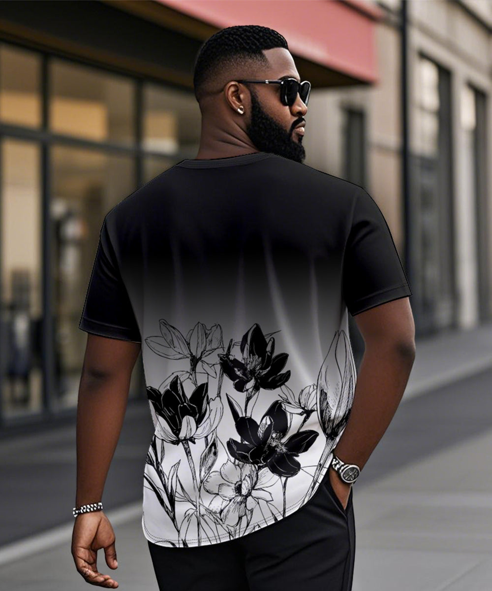 Big & Tall Black White Gradient T-Shirt for big men view 2