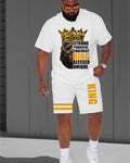 Big & Tall Black Graphic T-Shirt Shorts Set for big men view 1