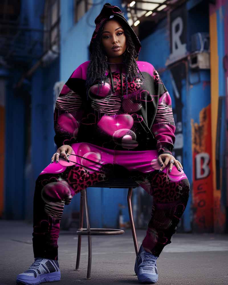 Big & Tall Graffiti Hoodie Sweatpants Set for big men view 1