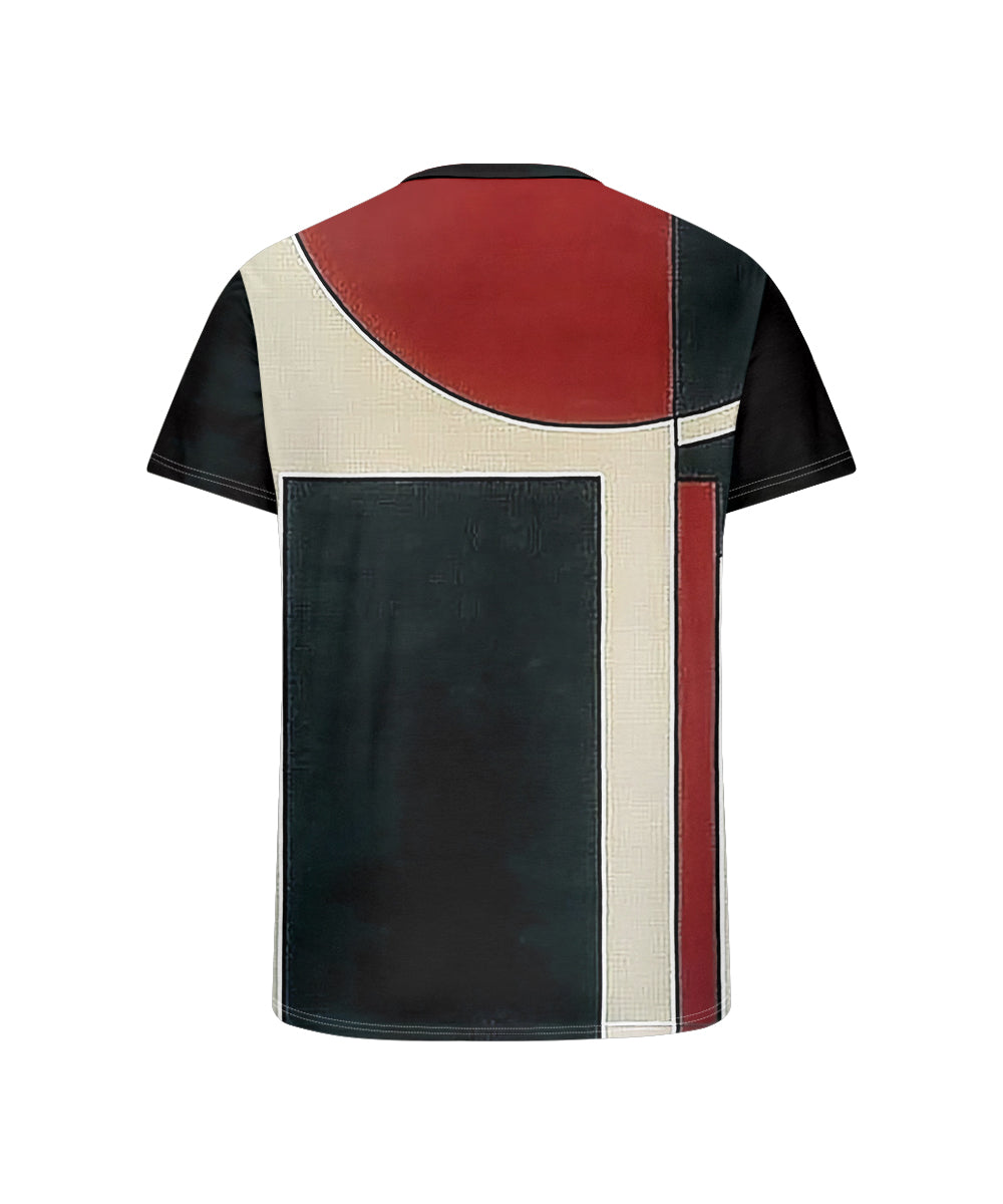 Big & Tall Black Red Geometric T-Shirt for big men view 5