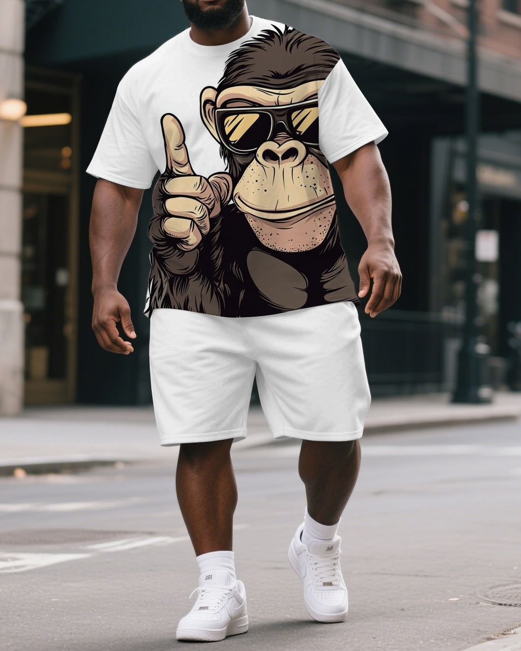 Big & Tall Streetwear T-Shirt Shorts Set for big men view 1