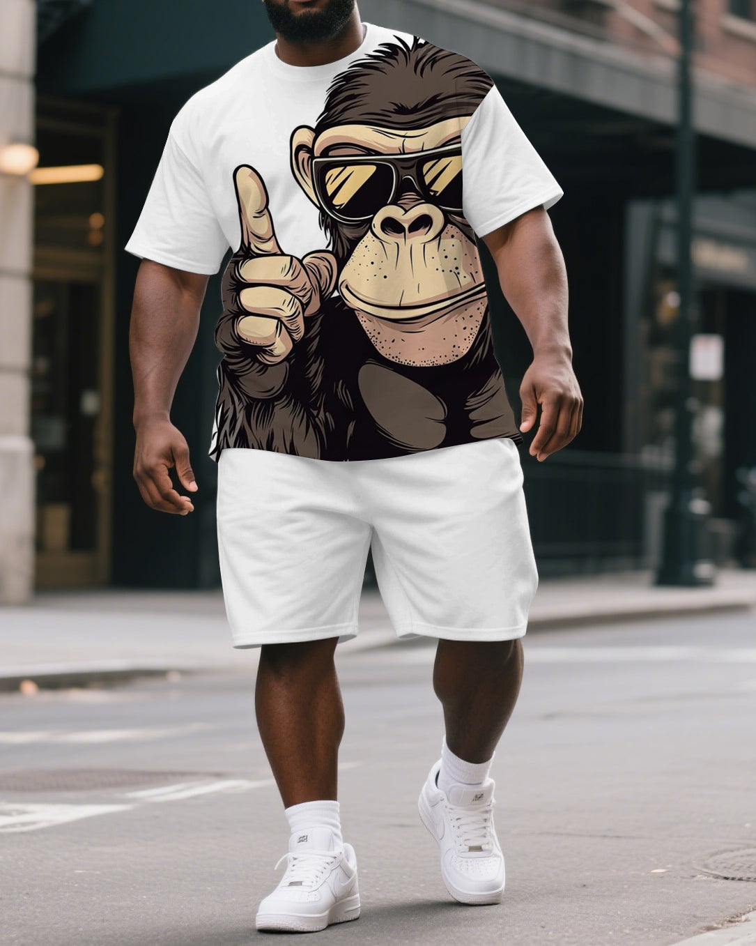 Big & Tall Streetwear T-Shirt Shorts Set for big men view 1