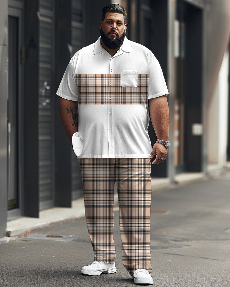 Big & Tall Plaid Patchwork Jeans for big men view 1