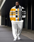 Big & Tall Colorblock Plaid Polo Pants Set for big men view 1