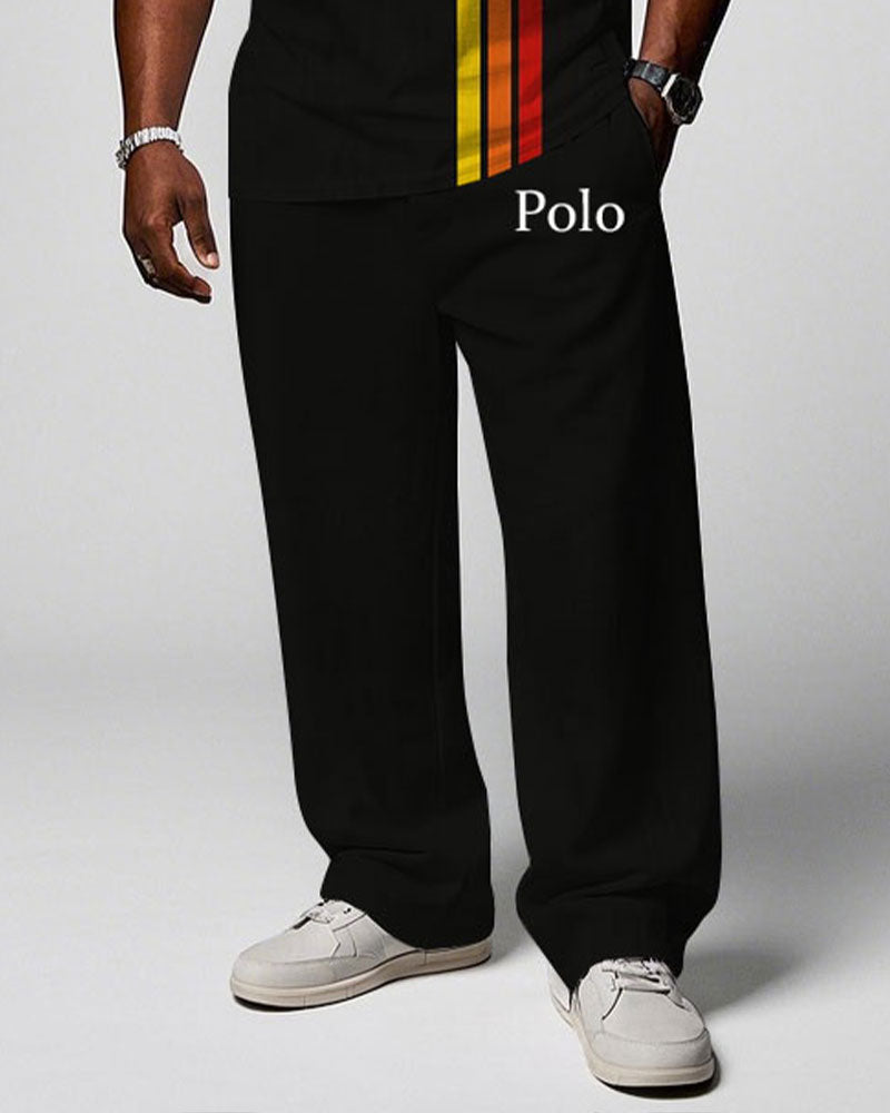 Big & Tall Black Red Colorblock Vest Pants Set for big men view 3