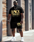 Big & Tall Black Juneteenth T-Shirt Shorts Set for big men view 2