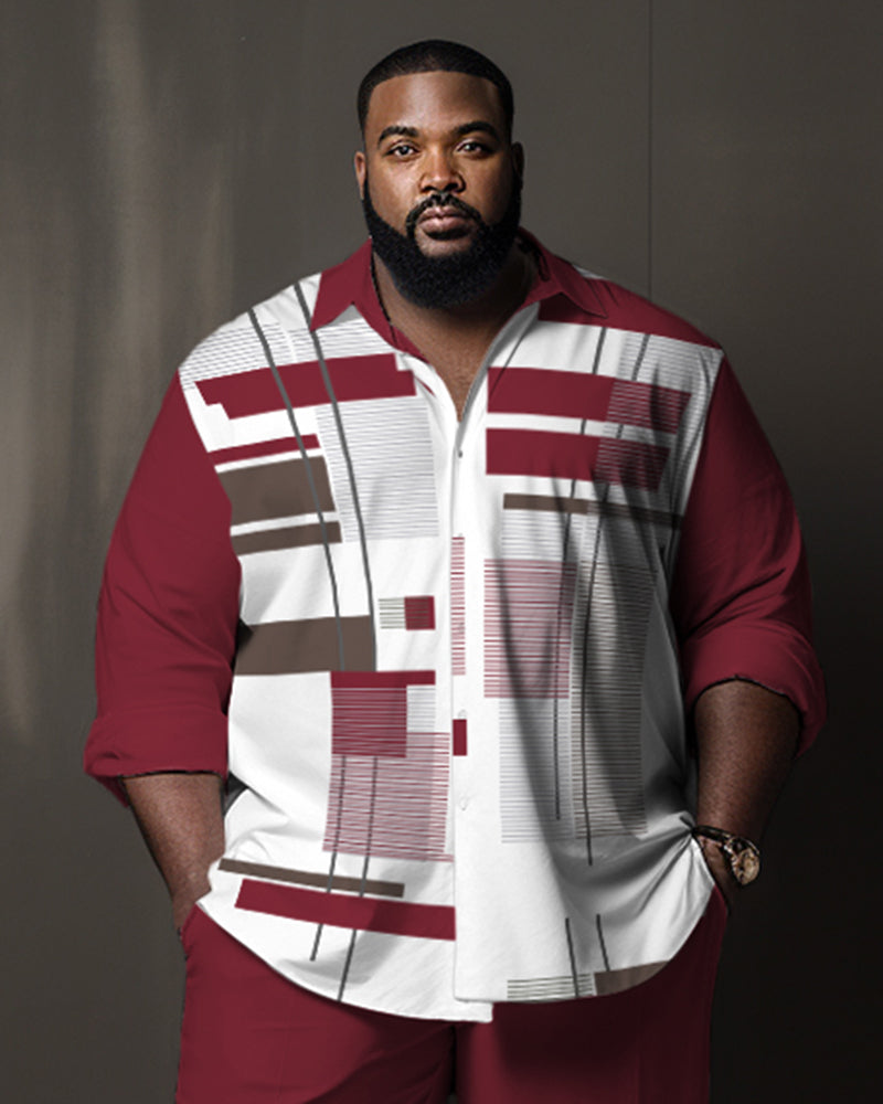 Big & Tall Red Gradient Shirt Pants Set for big men view 6
