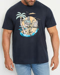Big & Tall Black Blue Hawaiian T-Shirt for big men view 2