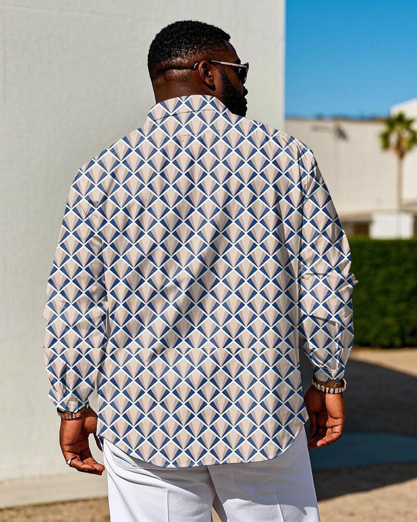 Big & Tall Geometric Graphic Long Sleeve Shirt for big men view 2