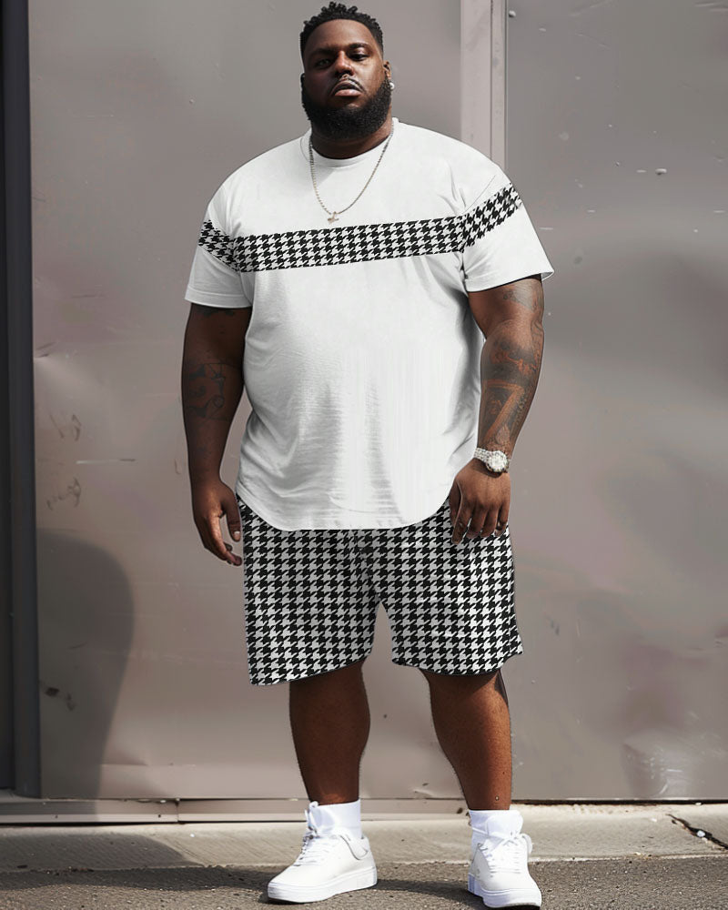 Big & Tall Colorblock Geometric T-Shirt Shorts Set for big men view 2