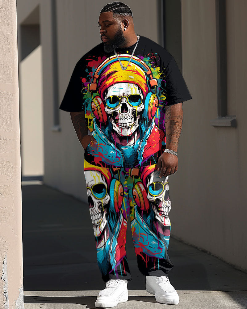 Big & Tall Graphic Graffiti T-Shirt Pants Set for big men view 1