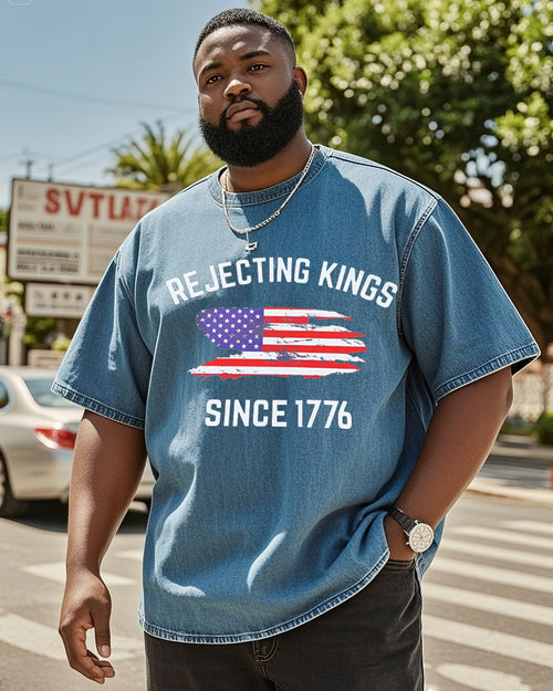 Big & Tall Denim Washed Graphic T-Shirt for big men
