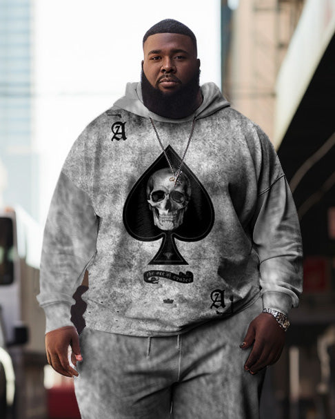 Big & Tall Streetwear Skull Hoodie Sweatpants Set for big men view 2