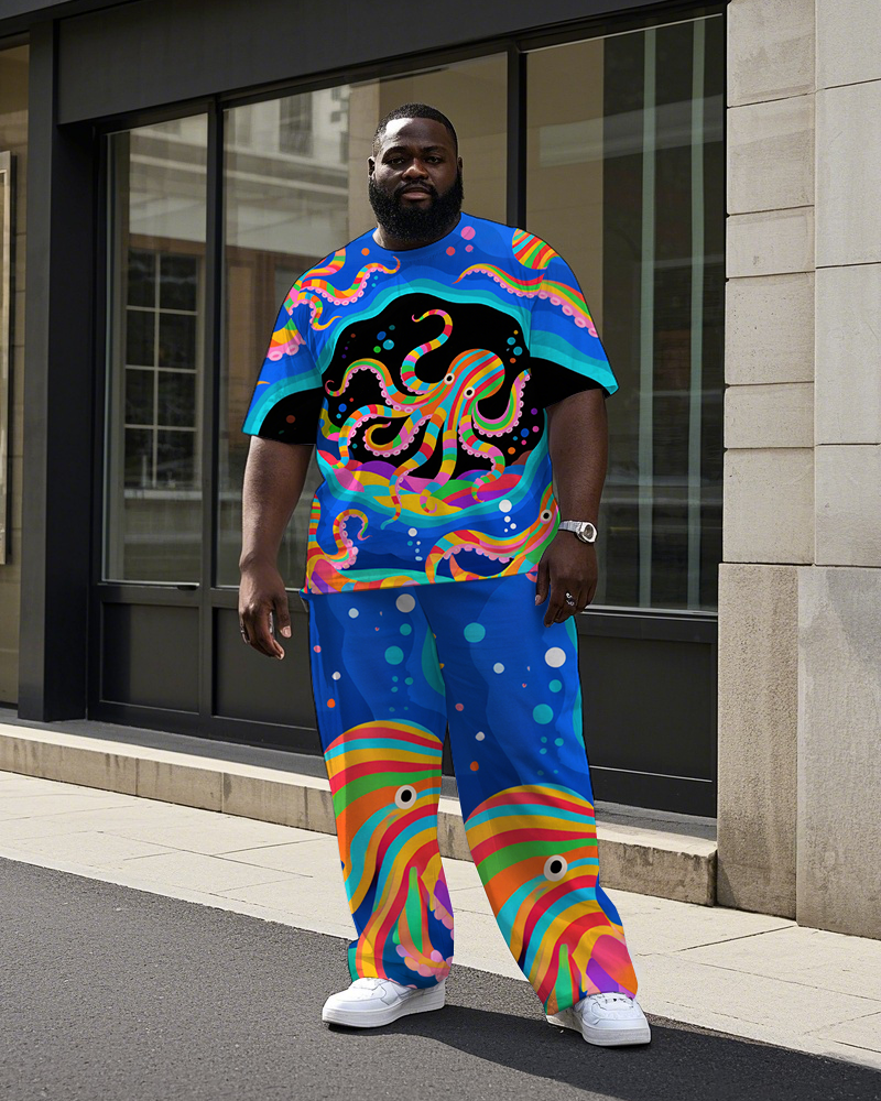 Big & Tall Streetwear T-Shirt Pants Set for big men view 1