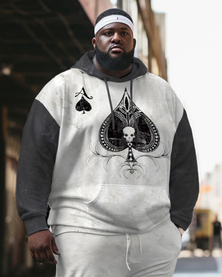 Big & Tall Streetwear Skull Hoodie Sweatpants Set for big men view 4