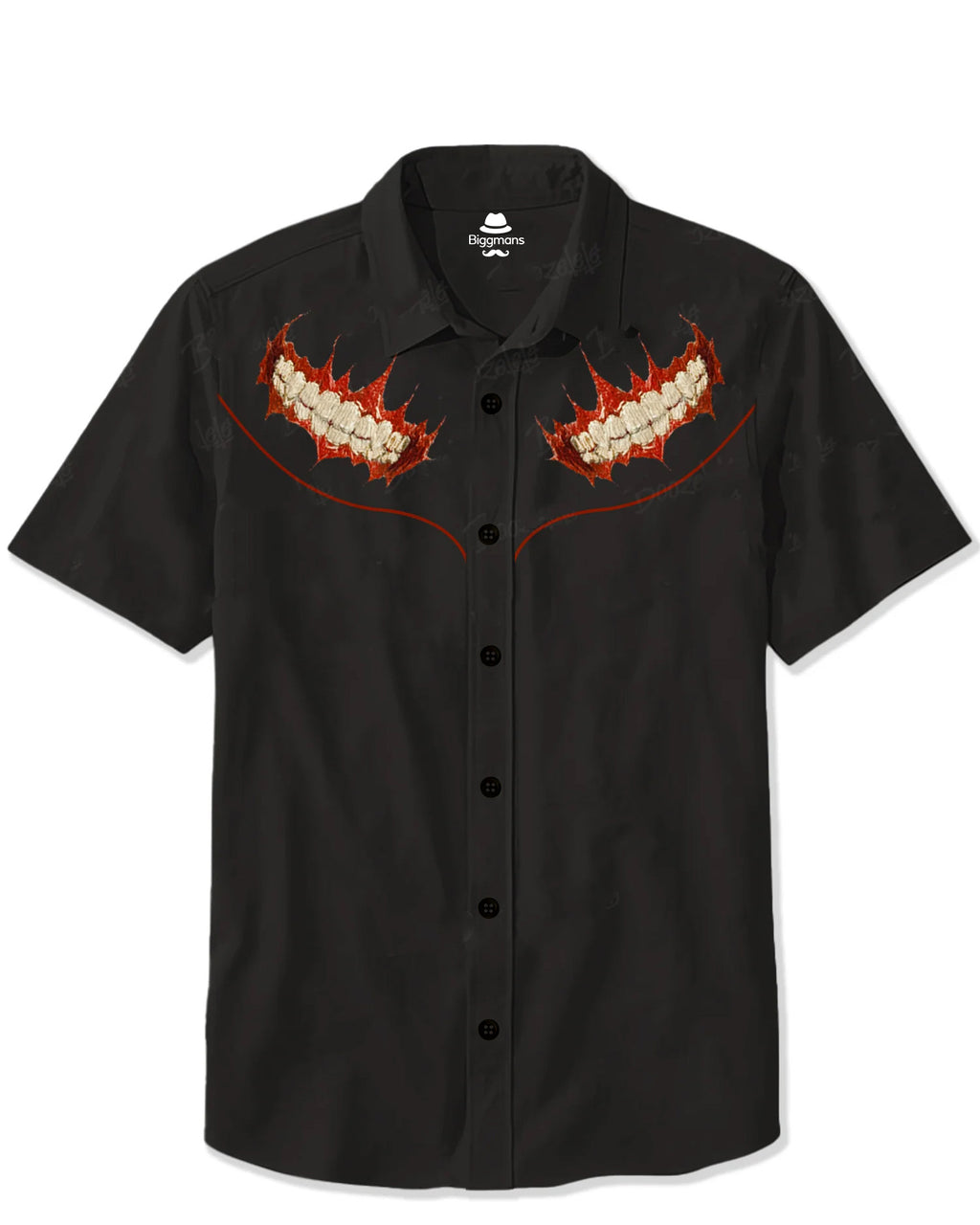 Big & Tall Black Western Graphic T-Shirt Pants Set for big men view 2