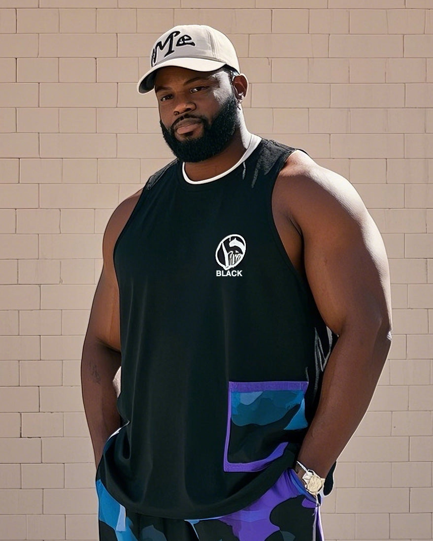 Big & Tall Camouflage Vest Pants Set for big men view 2