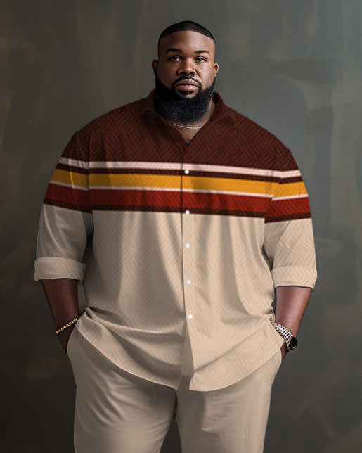 Big & Tall Striped Shirt Pants Set for big men view 2