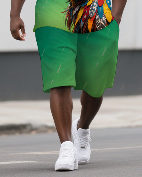 Big & Tall Streetwear Polo Shorts Set for big men view 3