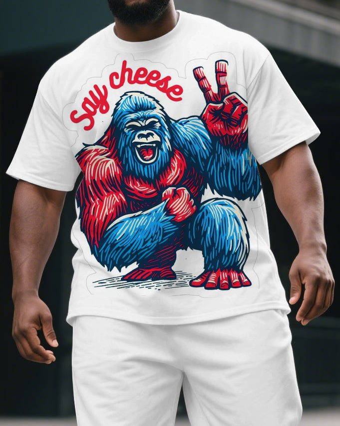 Big & Tall Graphic T-Shirt Shorts Set for big men view 2