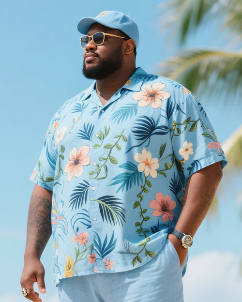 Big & Tall Floral T-Shirt Pants Set for big men view 2
