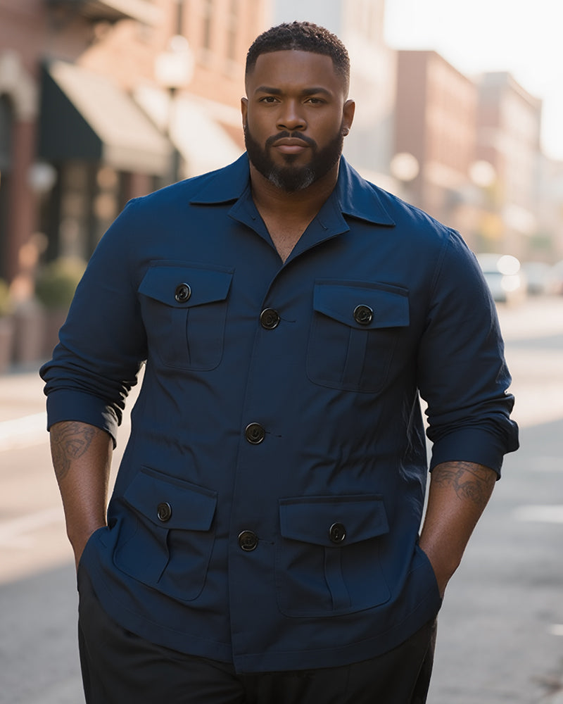 Big & Tall Solid Color Patchwork Men's Clothing for big men view 3