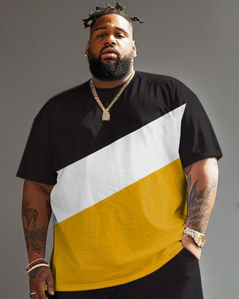 Big & Tall Colorblock Streetwear Two-piece Set for big men view 3