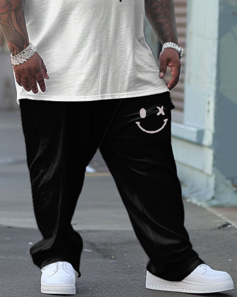Big & Tall Graphic Graffiti Smiley T-Shirt Pants Set for big men view 3