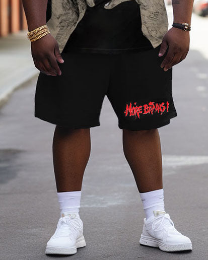 Big & Tall Skull T-Shirt Shorts Set for big men view 3