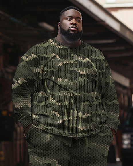 Big & Tall Camouflage Skull Hoodie Sweatpants Set for big men view 2