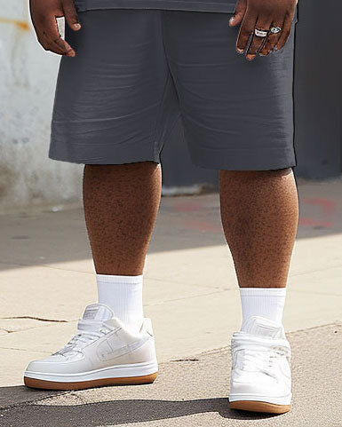 Big & Tall Gray Colorblock T-Shirt Shorts Set for big men view 4