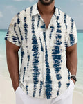 Big & Tall White Blue Hawaiian Short Sleeve Shirt for big men view 1