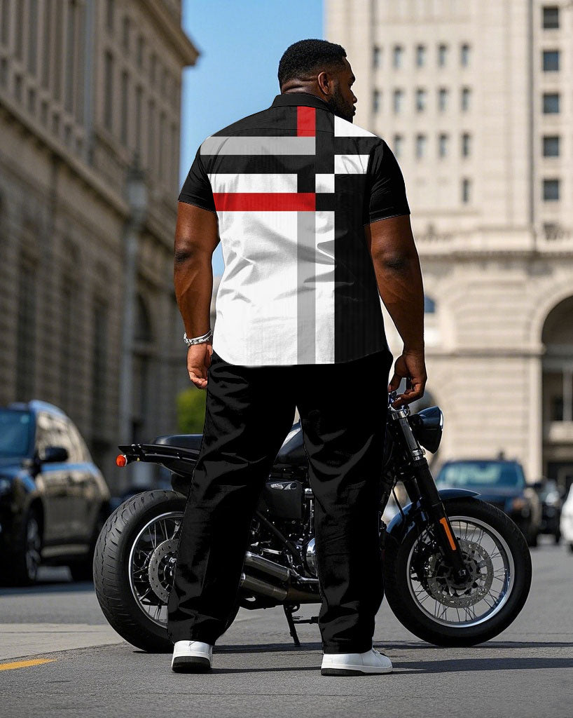Big & Tall Geometric T-Shirt Pants Set for big men view 4
