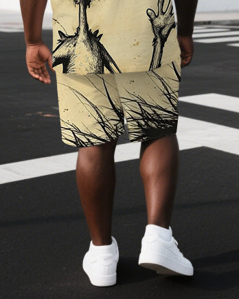 Big & Tall Graphic T-Shirt Shorts Set for big men view 3