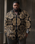 Big & Tall Geometric Floral Shirt Pants Set for big men