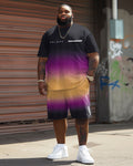Big & Tall Gradient Graphic T-Shirt Shorts Set for big men view 2