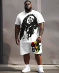 Big & Tall Reggae T-Shirt Shorts Set for big men view 1