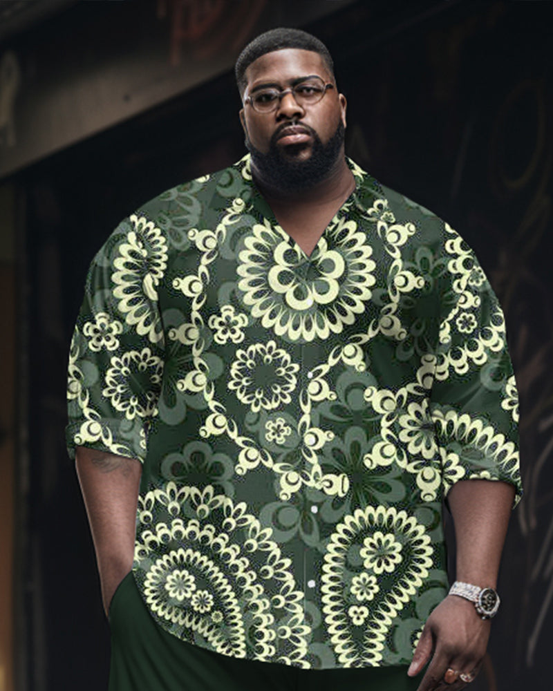 Big & Tall Floral Patchwork Two-piece Set for big men view 2
