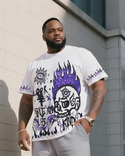 Big & Tall Graphic Graffiti T-Shirt Shorts Set for big men view 2