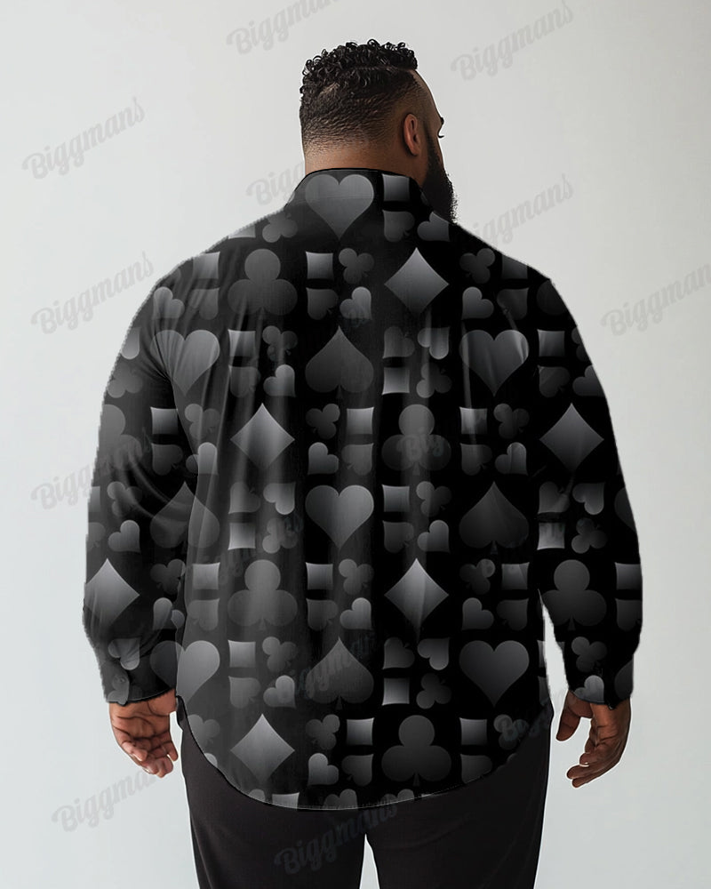 Big & Tall Gradient Geometric Long Sleeve Shirt for big men view 3