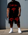 Big & Tall Graphic T-Shirt Shorts Set for big men view 1