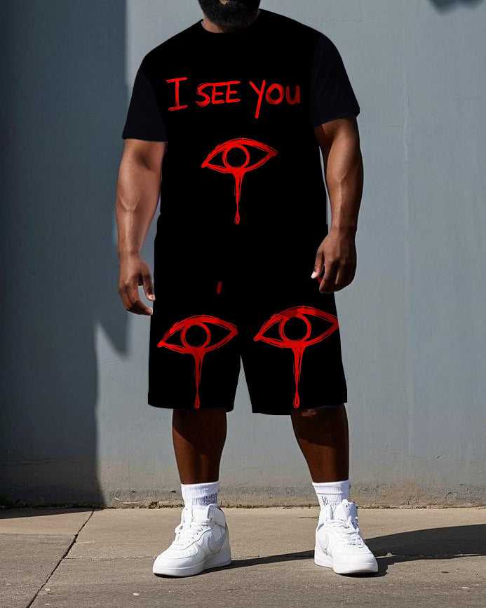 Big & Tall Graphic T-Shirt Shorts Set for big men view 1