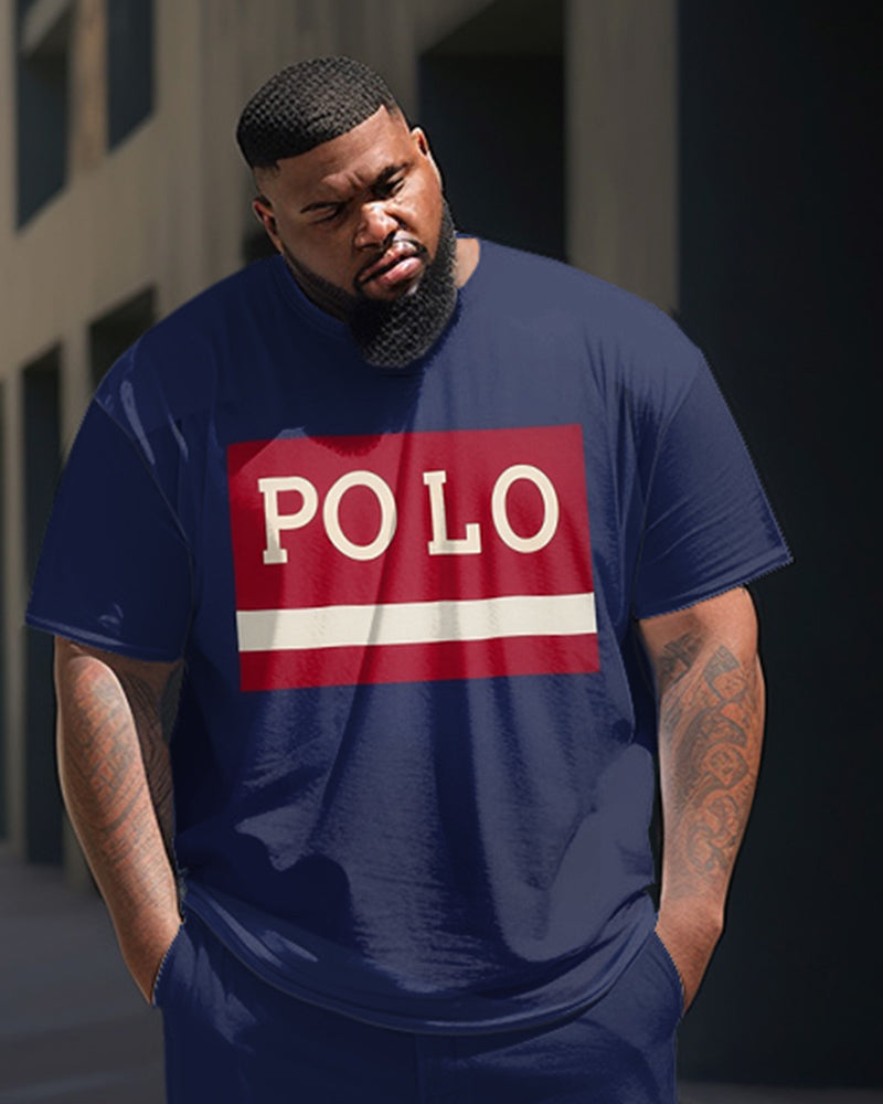 Big & Tall Colorblock Graphic Athletic Two-piece Set for big men view 2