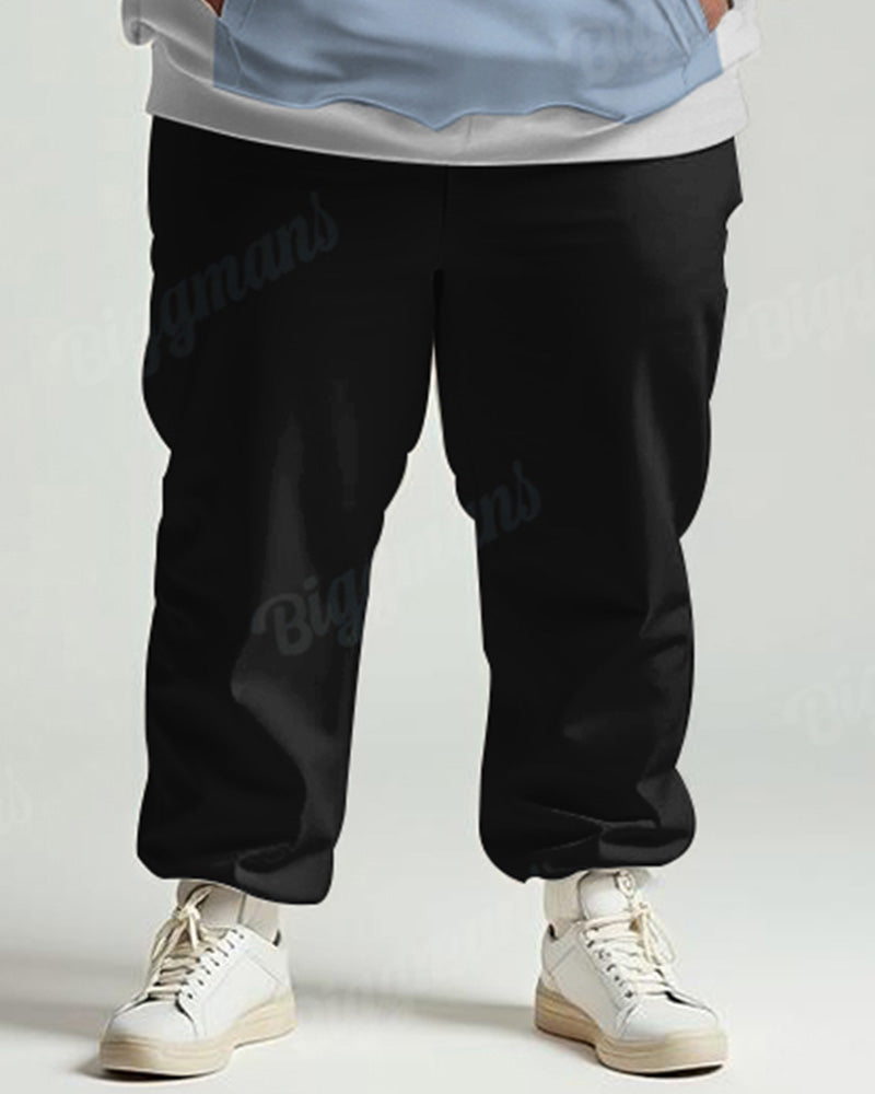 Big & Tall Colorblock Striped Hoodie Sweatpants Set for big men view 3