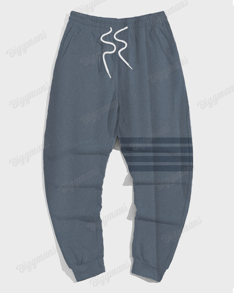 Big & Tall Blue Striped Graphic Hoodie Sweatpants Set for big men view 4
