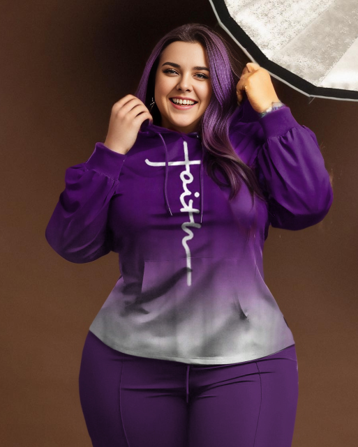 Big & Tall Purple Gradient Hoodie Sweatpants Set for big men view 2